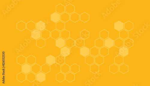 Abstract background with yellow honeycomb, beehive with hexagon grid cells on yellow background