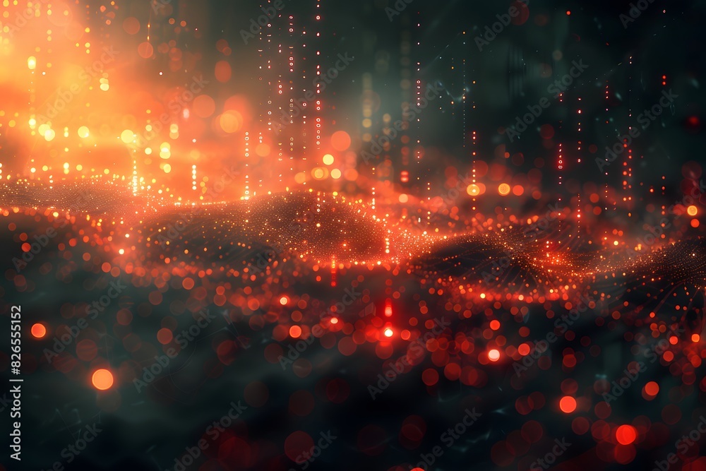 Abstract Fiery Red and Orange Digital Landscape - Futuristic Technology and Data Visualization Background Abstract Fiery Red and Orange Digital Landscape - Futuristic Technology and Data Visualization Background