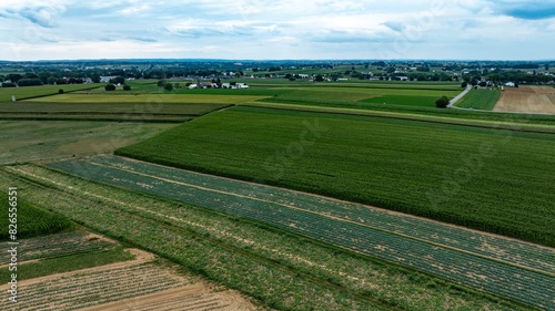 An Aerial View of Farmland and Countryside