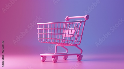 Pink shopping cart on a gradient background, offering a vibrant and modern look for retail and e-commerce themes.