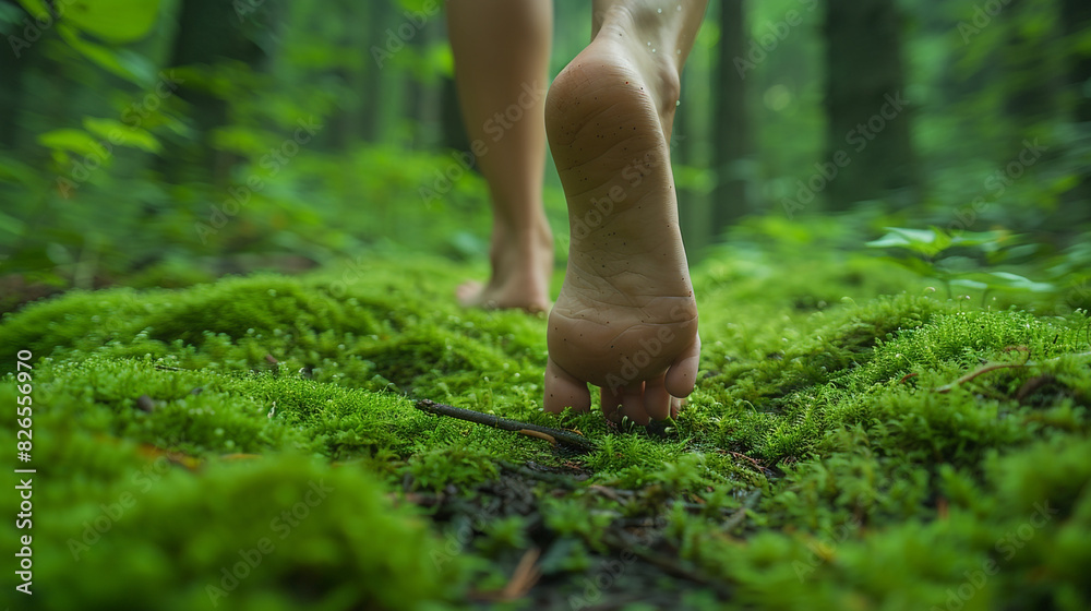 Bare feet walking barefoot outdoors in nature Stock Photo | Adobe Stock
