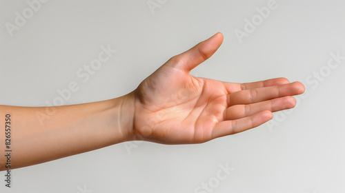 Open Hand Reaching Out with Palm Upward, Isolated Against a Neutral Background for Communication and Connection Concepts