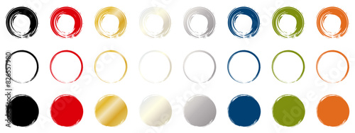 手書き　筆丸　カラフル　丸　円　セット