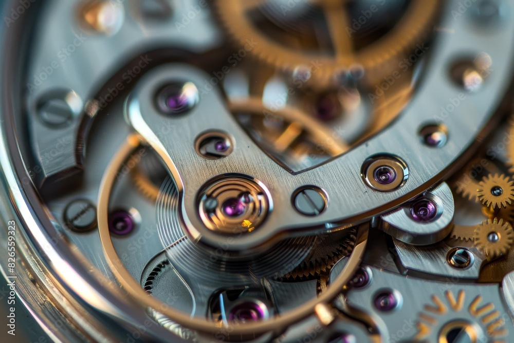 A highly detailed macro shot of the inner workings of a mechanical watch A highly detailed macro shot of the inner workings of a mechanical watch