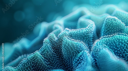 Close-up of a blue coral reef with a blurred background.