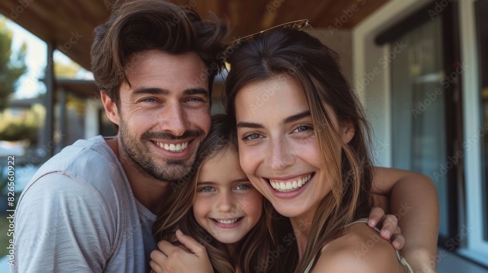 Family selfie at yard enjoying summer together. Family selfie at yard enjoying summer together.