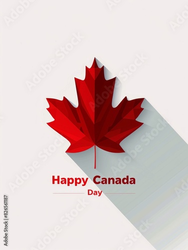 Happy Canada Day Greeting with Vibrant Maple Leaf Illustration on White Background