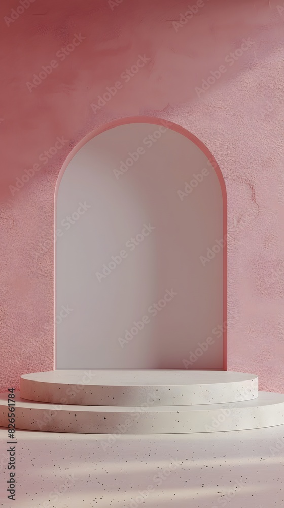 Showcase the elegance of minimalism with a front view of a 3D product mockup scene set against a relatively empty backdrop, featuring pastel colors for a serene aesthetic Showcase the elegance of minimalism with a front view of a 3D product mockup scene set against a relatively empty backdrop, featuring pastel colors for a serene aesthetic