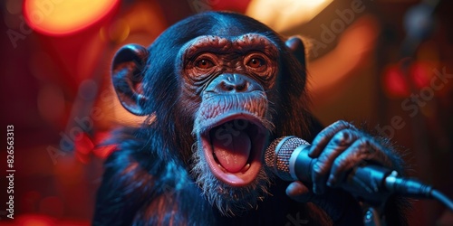 Chimpanzee Singing into Microphone