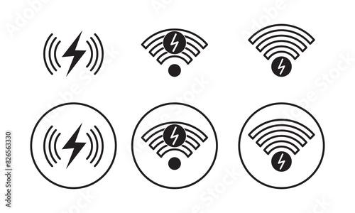 wireless charging icon sign set, fast charge symbol icon, Charge electrical energy wireless icon symbol