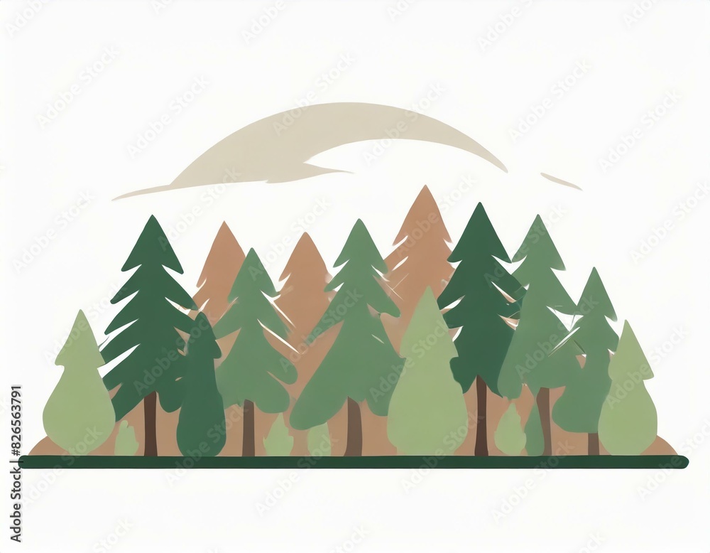 Obraz premium forest vector icon on white background, trees nature logo