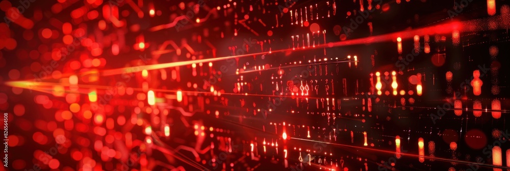 Obraz premium Digital Background Neural Networks Abstract Red Light