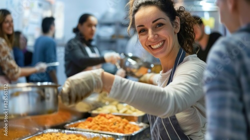 Helping Others  Smiling Volunteer Serving Food