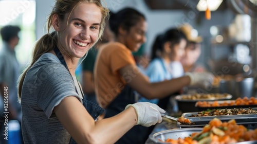 Helping Others  Volunteers Serving Food
