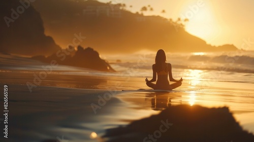 Self Esteem Meditation on Beach at Sunrise © Аrtranq