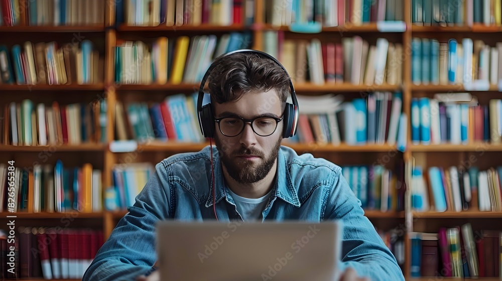 Personalized Online Tutoring Session with Student and Tutor on Video Call in Library Workspace Personalized Online Tutoring Session with Student and Tutor on Video Call in Library Workspace