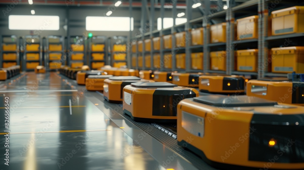 AGVs, or Automated Guided Vehicles, efficiently sort hundreds of ...
