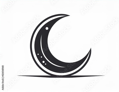 crescent moon vector icon on white background, logo, planet