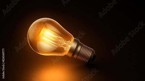 Spotlight Shining to the Golden. Lightbulb. 3D rendering.