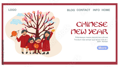 Chinese New Year Landing Page, web banner, background