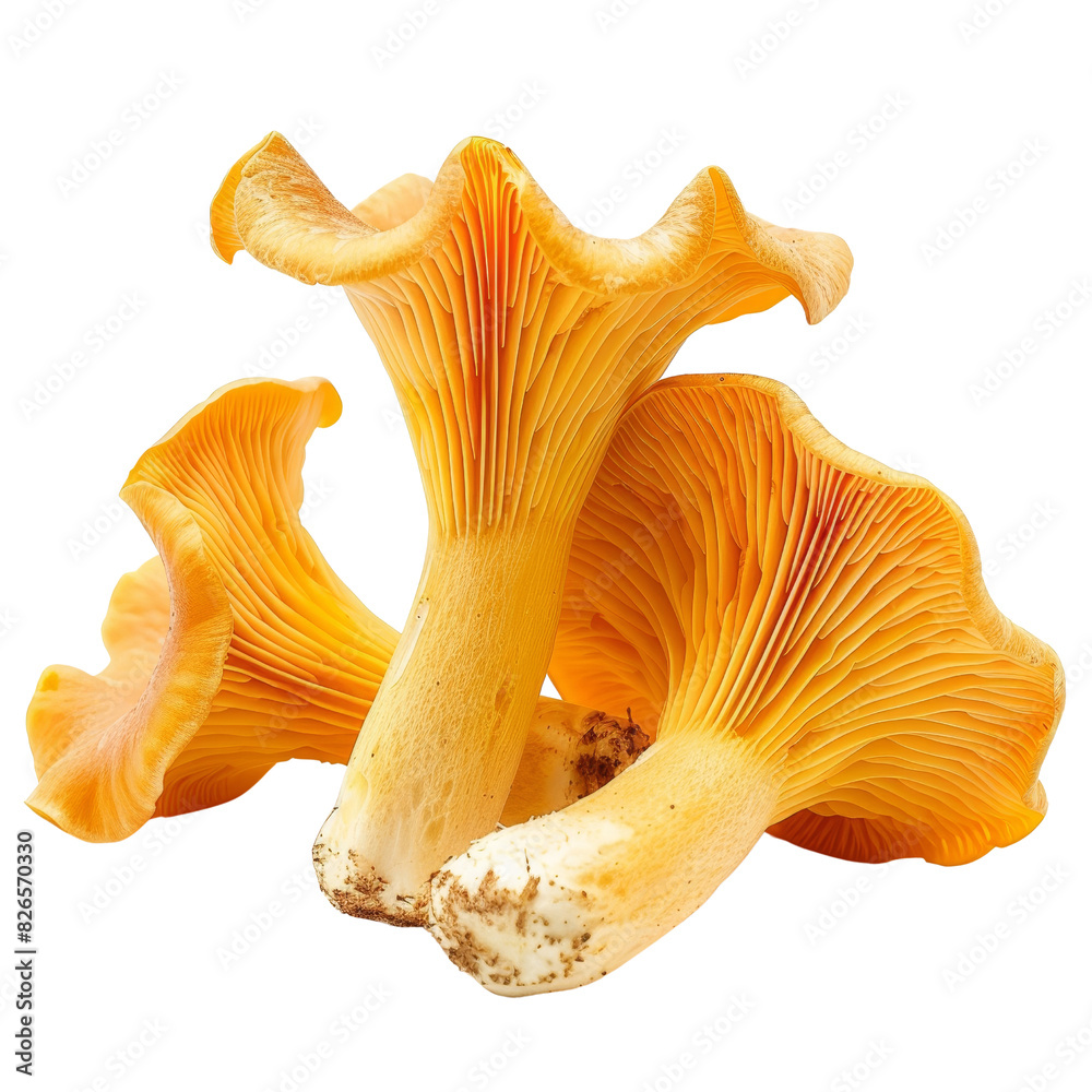 Fresh Chanterelle Mushrooms Isolated on White Background Fresh Chanterelle Mushrooms Isolated on White Background