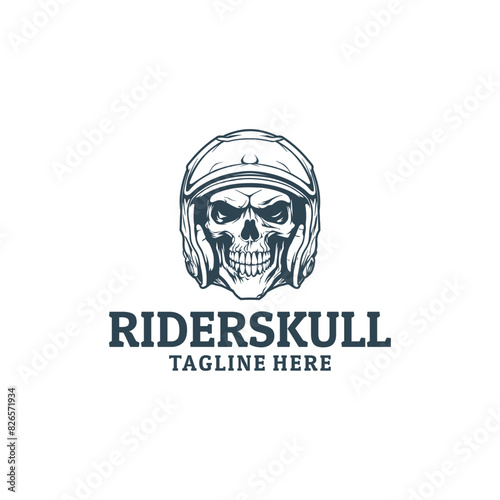 Rider skull logo vector illustration