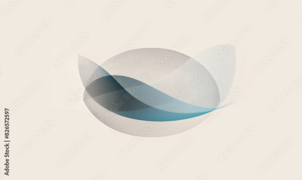 Minimal Line Art Oval Logo in Grey and Blue on White Background Minimal Line Art Oval Logo in Grey and Blue on White Background