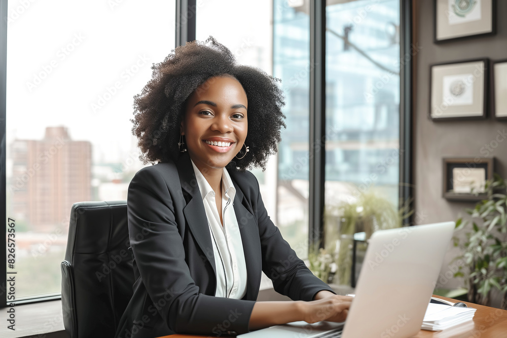 Portrait of a beautiful black business woman in the office Portrait of a beautiful black business woman in the office