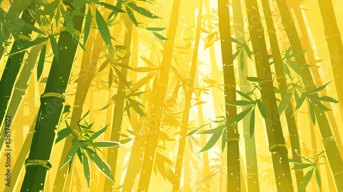 Aesthetic vintage bamboo tree forest with abstract background