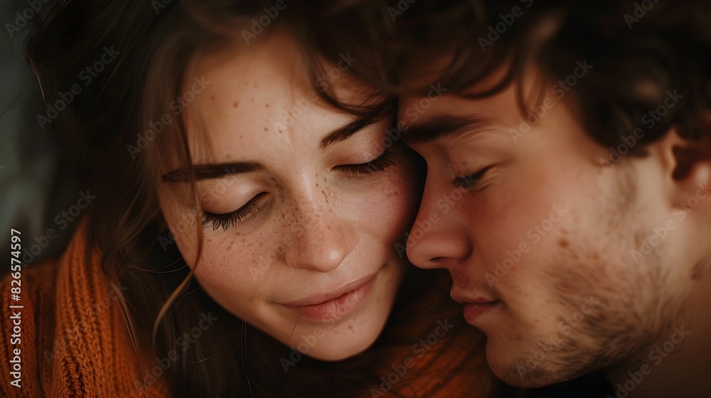 Intimate Moment of Tenderness and Deep Connection Between Loving Couple