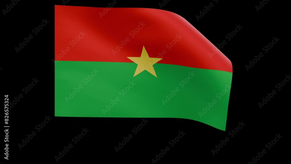 Burkina Faso flag 4k 3d render of a waving nation banner fluttering in the wind symbolises the country with transparent alpha channel mask for free space and isolated background no flagpole Burkina Faso flag 4k 3d render of a waving nation banner fluttering in the wind symbolises the country with transparent alpha channel mask for free space and isolated background no flagpole