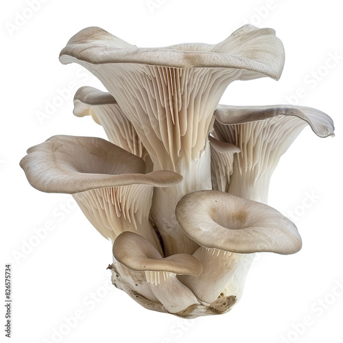 Cluster of Pleurotus Ostreatus Mushrooms Isolated on White Background photo