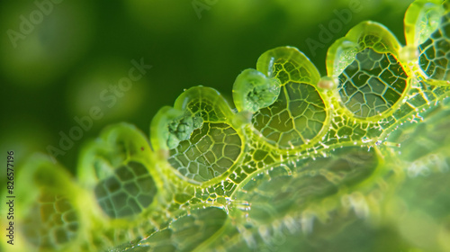 Macro view of stomata on a plant leaf, revealing the tiny openings responsible for gas exchange and transpiration photo