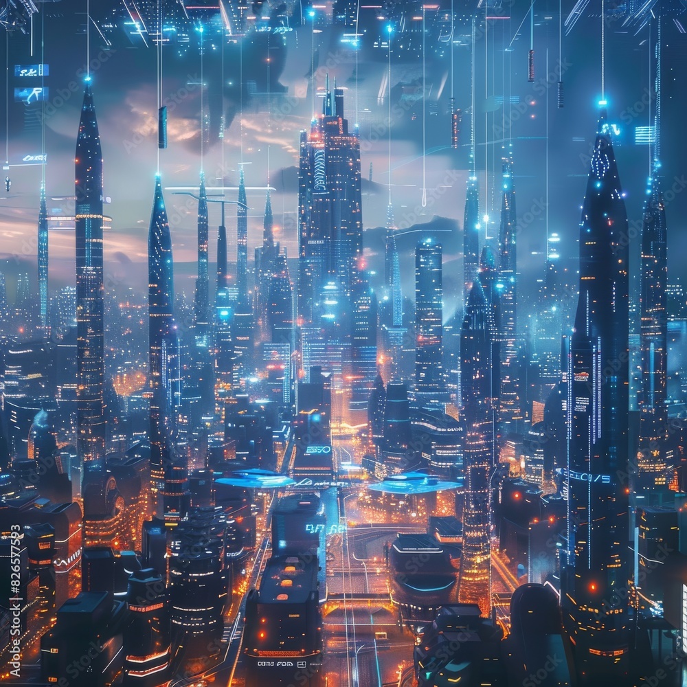 Fototapeta premium Bring to life the concept of 5G advancement with a futuristic