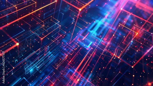 abstract cyber space background with futuristic glowing neon lines digital illustration