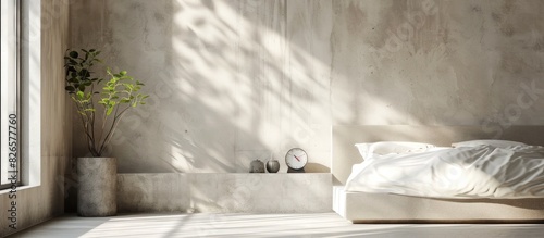 Minimalist Loft Bedroom Captured in Photo Style Illuminated by Natural Light photo