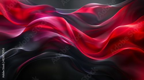 Abstract wave background with flowing red and black gradient creating a dynamic and elegant design. Generative Ai