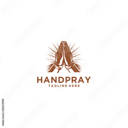Hand pray logo vector illustration