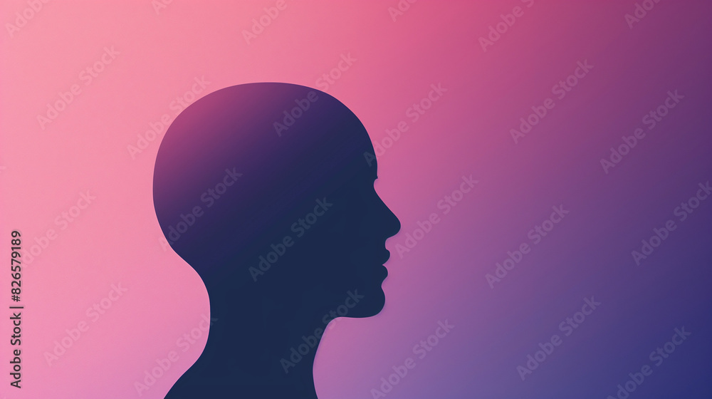 A silhouette illustration of a head shape looking forward, shot from behind. The illustration is a minimal flat black design against a light purple and pink gradient background.
A silhouette illustration of a head shape looking forward, shot from behind. The illustration is a minimal flat black design against a light purple and pink gradient background.