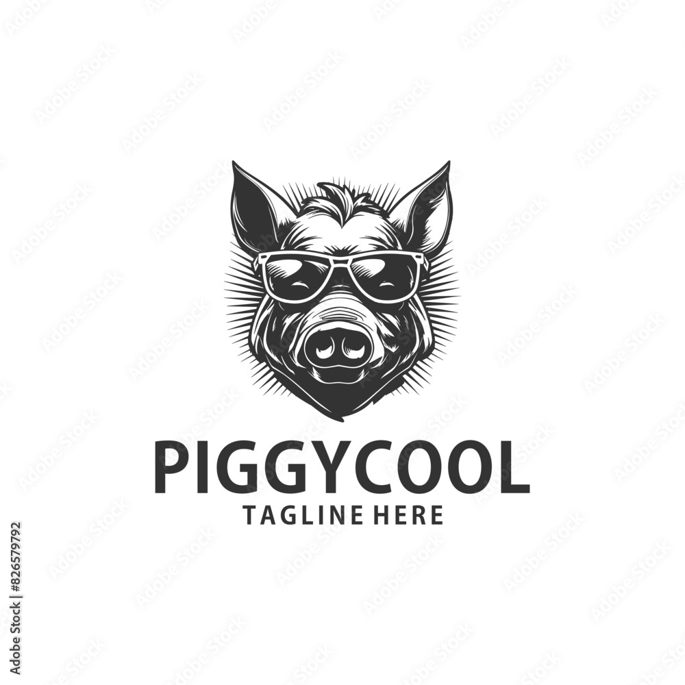 Piggy cool logo vector illustration Piggy cool logo vector illustration