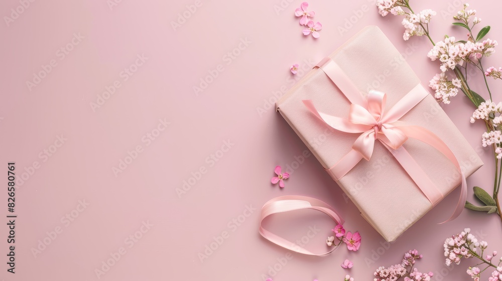 A charming birthday background featuring a gift-wrapped present adorned with a bow and ribbon, placed against a clean background for a minimalist aesthetic. A charming birthday background featuring a gift-wrapped present adorned with a bow and ribbon, placed against a clean background for a minimalist aesthetic.