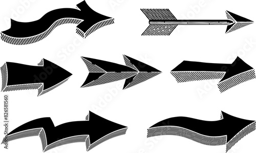 An arrow sign icon direction symbol vintage style design element set