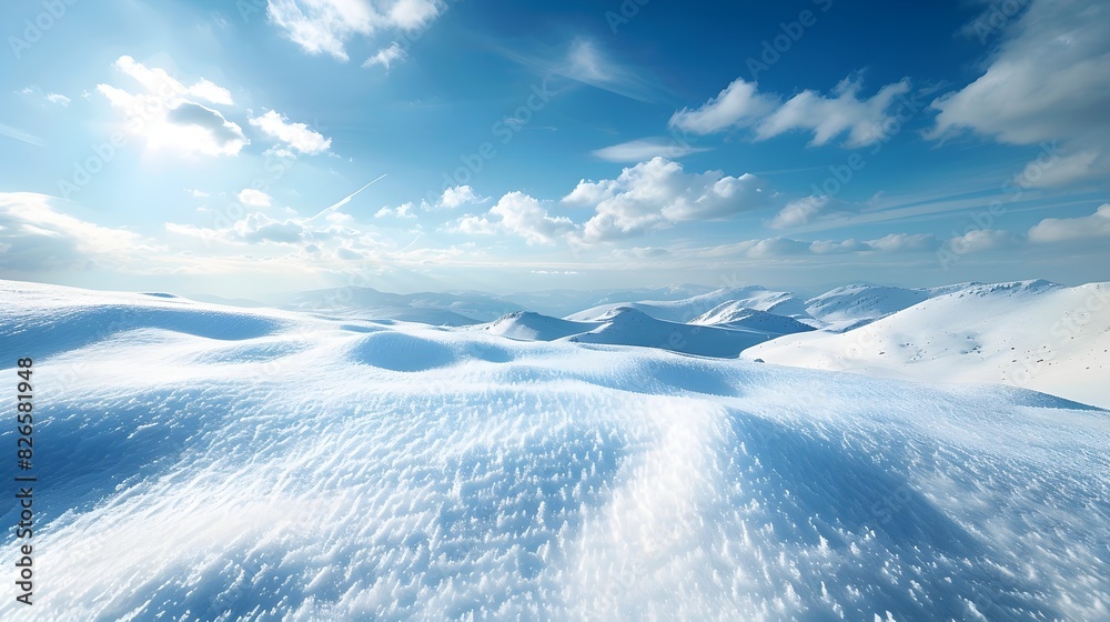 Naklejka premium Pristine Snowy Landscape Symbolizing Purity and Fresh Beginnings