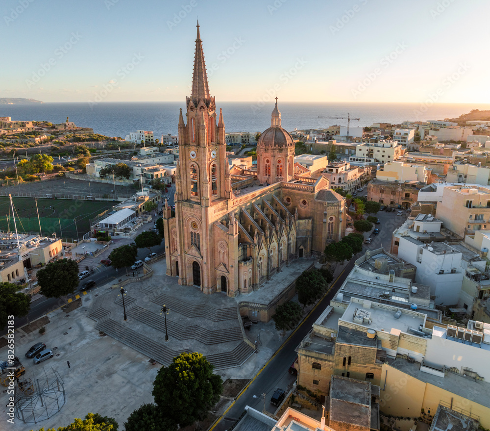 Aerial view of Ghajnsielem Parish church in Gozo, Mgarr, Ghajnsielem, Malta. Aerial view of Ghajnsielem Parish church in Gozo, Mgarr, Ghajnsielem, Malta.