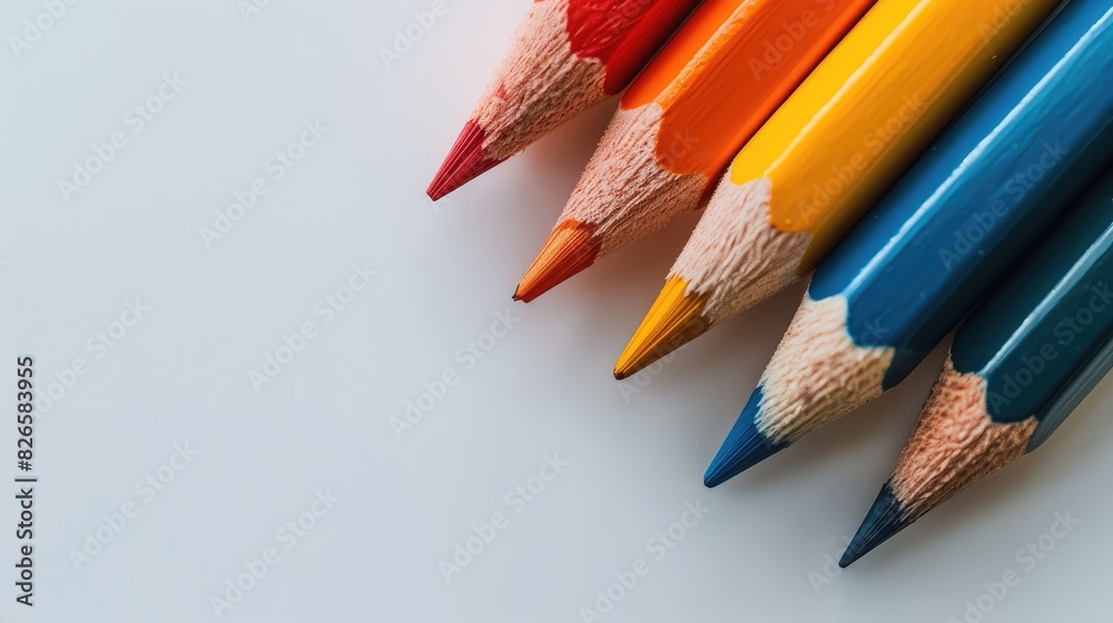 Different colored pencils on a white background Different colored pencils on a white background