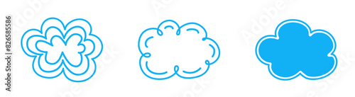 Collection of hand drawn clouds. Icons in cartoon style. Vector illustration