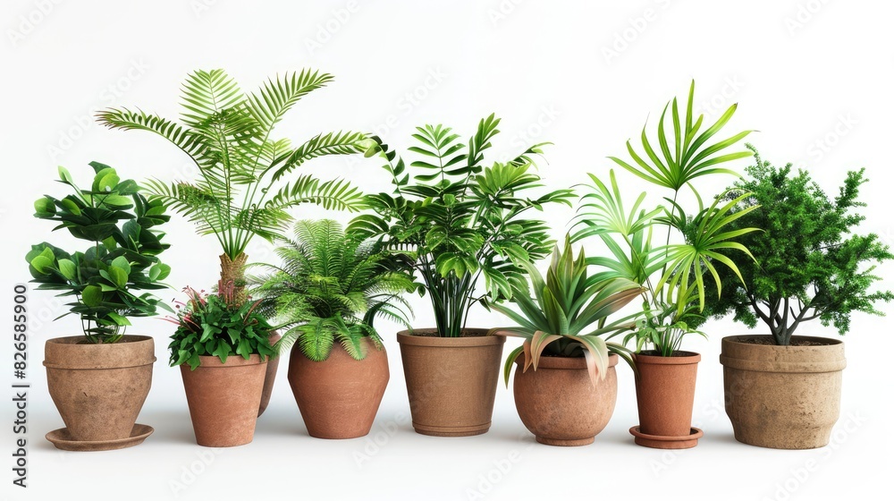 Potted plants set against a white backdrop Potted plants set against a white backdrop
