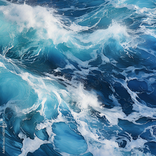 Illustration of blue waves in the ocean 
