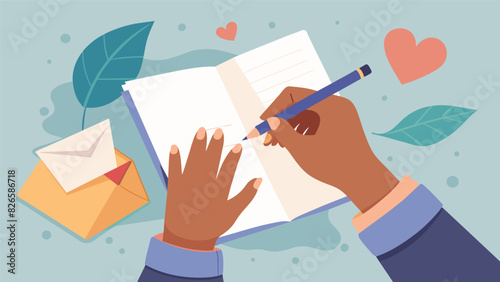 My hands tremble as I write each letter a reminder of the love we shared and the pain of your absence. But through this journey of journaling I find. Vector illustration