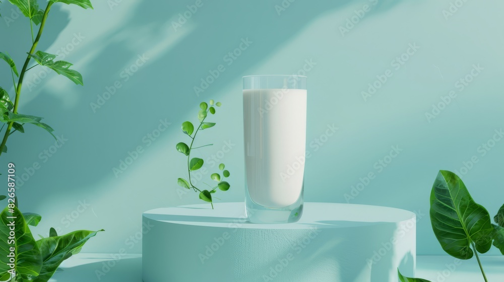 podium with milk for ads. dairy month. milk day podium with milk for ads. dairy month. milk day